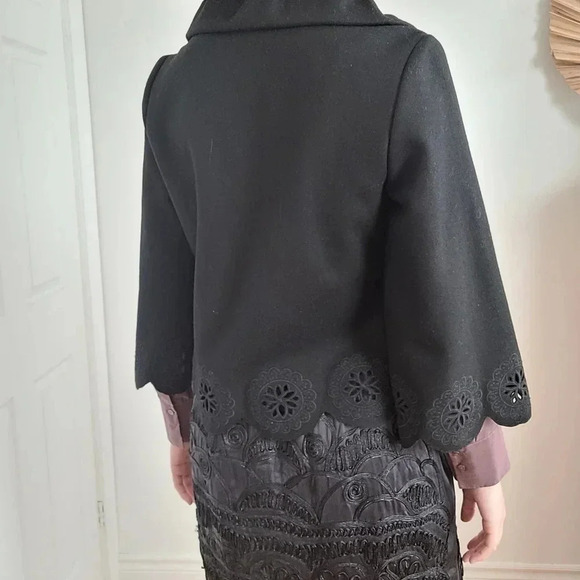 MARC JACOBS BLACK WOOL AND COTTON PONCHO 3/4 SLEEVE BLAZER - Picture 5 of 6